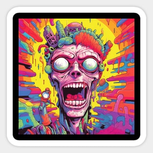 Psychedelic Brightly Colored Skulls and Skeletons Sticker